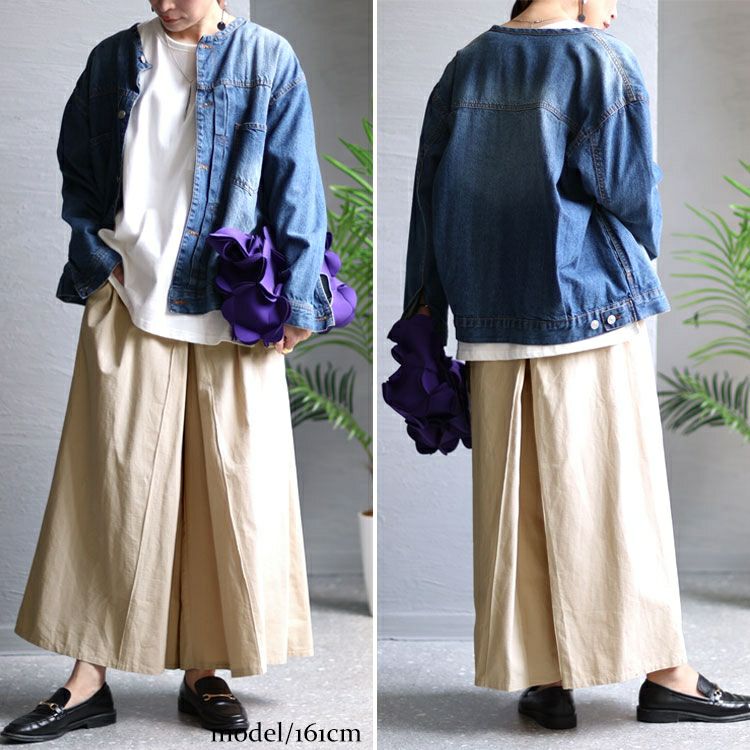 大きいサイズ レディース 股隠しタック入りワイドパンツ　maru-6662