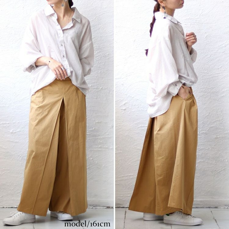 大きいサイズ レディース 股隠しタック入りワイドパンツ　maru-6662