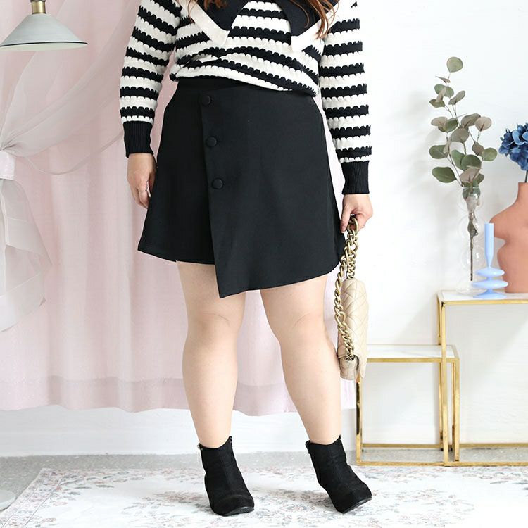 大きいサイズ レディース ラップスカート風ショートパンツ　goldy-1362