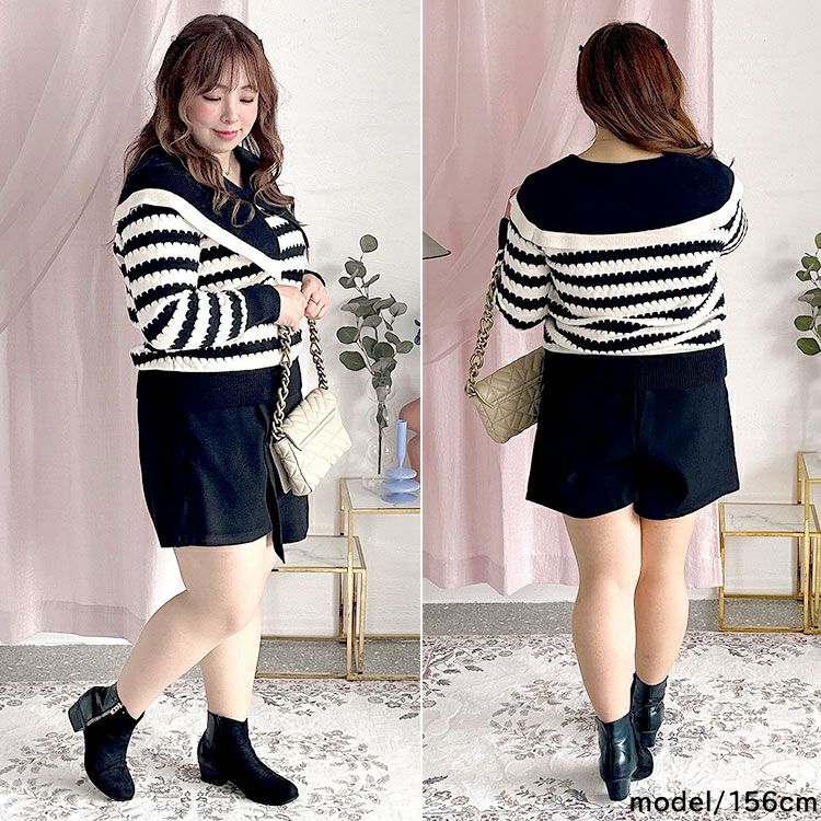 大きいサイズ レディース ラップスカート風ショートパンツ　goldy-1362