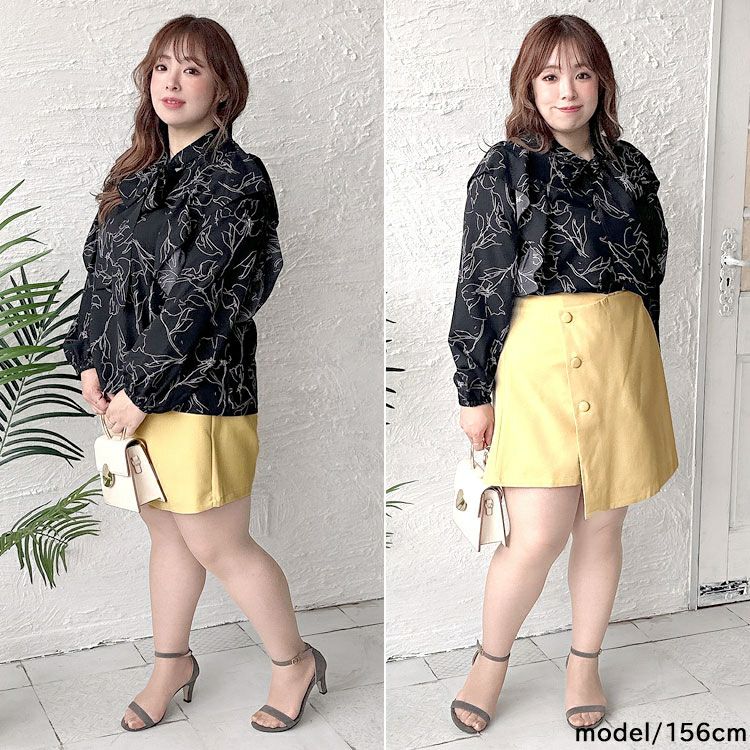 大きいサイズ レディース ラップスカート風ショートパンツ　goldy-1362