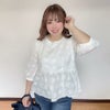 大きいサイズ レディース 花刺繍フレアトップス　goldy-1360 【メール便可】 ホワイト
