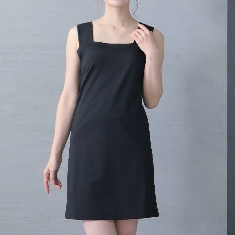 大きいサイズ レディース 接触冷感スリップペチコート　jp490 【メール便可】 ブラック