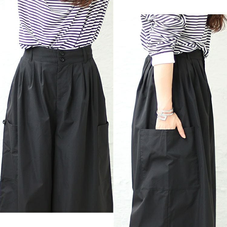 大きいサイズ レディース サイドポケットフロントタックワイドパンツ　sw-0560