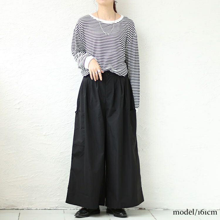 大きいサイズ レディース サイドポケットフロントタックワイドパンツ　sw-0560
