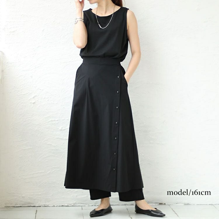 大きいサイズ レディース サイドボタンカフェパンツ　sw-0561