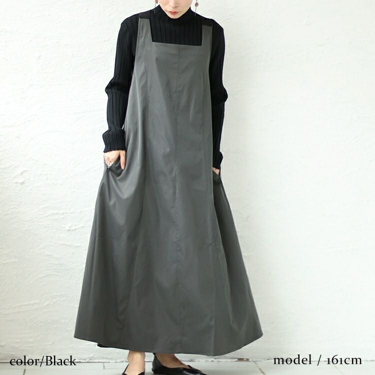 大きいサイズ レディース 前剥ぎデザインセンターラインエプロンワンピース　nw-23031