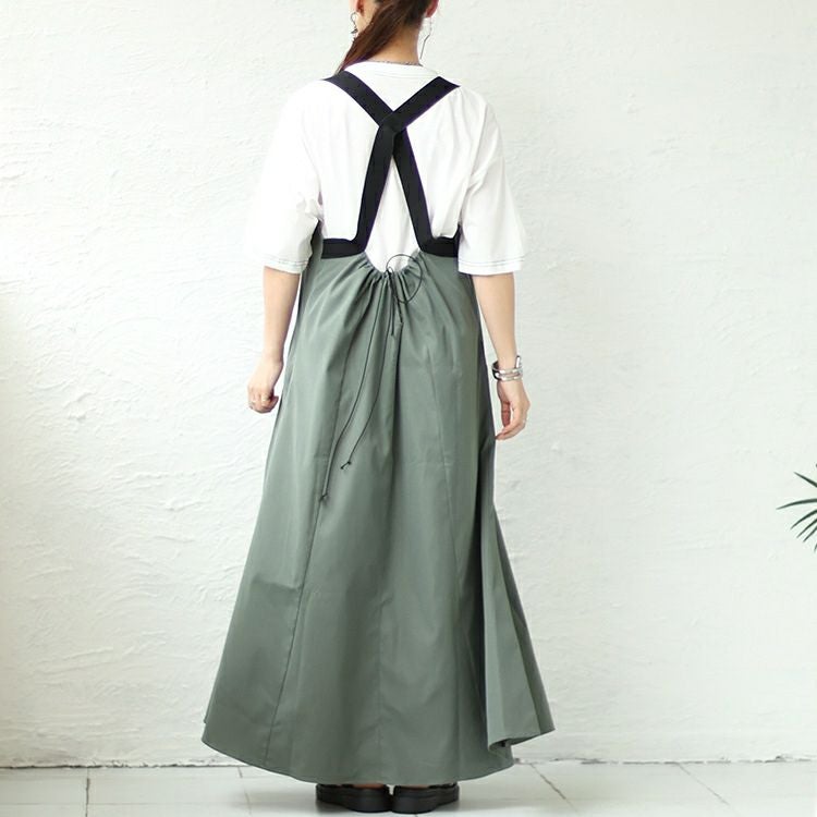 大きいサイズ レディース 前剥ぎデザインセンターラインエプロンワンピース　nw-23031