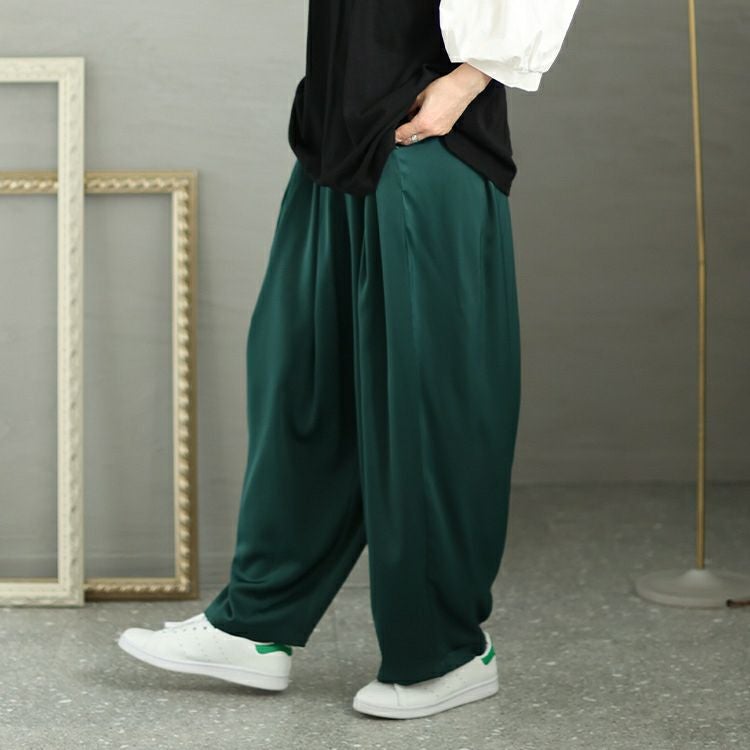 salsation★ロングパンツ★サイズS★ダークグリーン 大きいサイズ レディース ウエストタックパンツ nw-23030 | 大きい