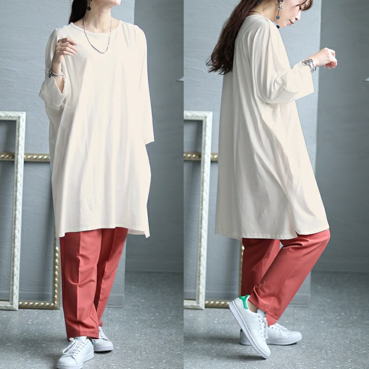 大きいサイズ レディース コットン100％ドルマンスリーブチュニック　wk-0255