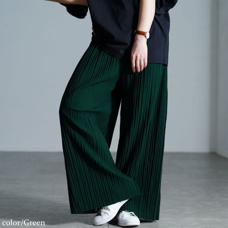 大きいサイズ レディース セルフカットプリーツパンツ　sada-6883