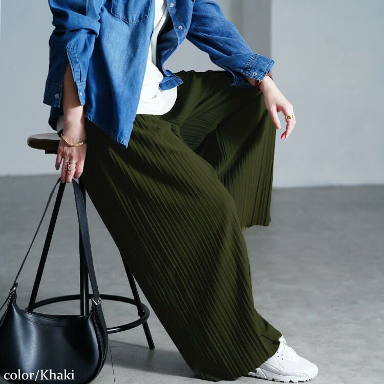 大きいサイズ レディース セルフカットプリーツパンツ　sada-6883