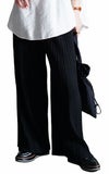 大きいサイズ レディース セルフカットプリーツパンツ　sada-6883 ブラック