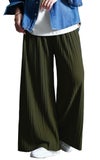 大きいサイズ レディース セルフカットプリーツパンツ　sada-6883 カーキ