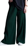 大きいサイズ レディース セルフカットプリーツパンツ　sada-6883 グリーン