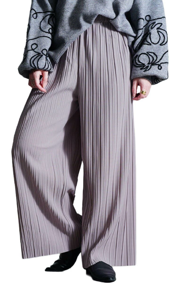 大きいサイズ レディース セルフカットプリーツパンツ sada-6883