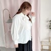 大きいサイズ レディース ボウタイ付きボリュームスリーブブラウス　fem-389 オフホワイト