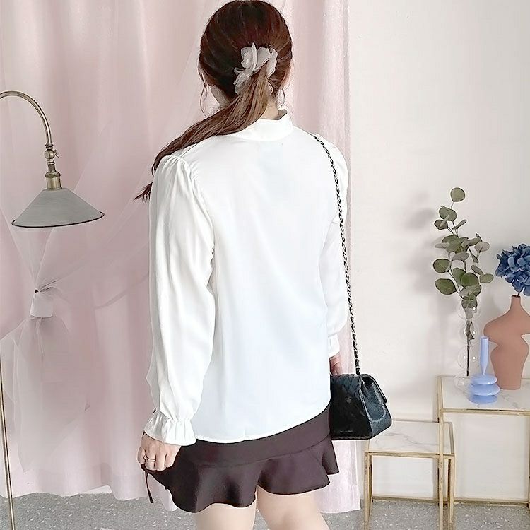 大きいサイズ レディース ボウタイブラウス　fem-387 【ゆうパケット可】