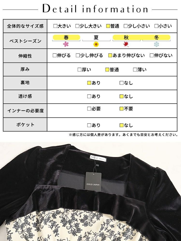 大きいサイズ レディース 胸元切替え花柄フレアワンピース　goldy-1370