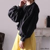大きいサイズ レディース 異素材ボリュームスリーブブラウス　jp485 ブラック