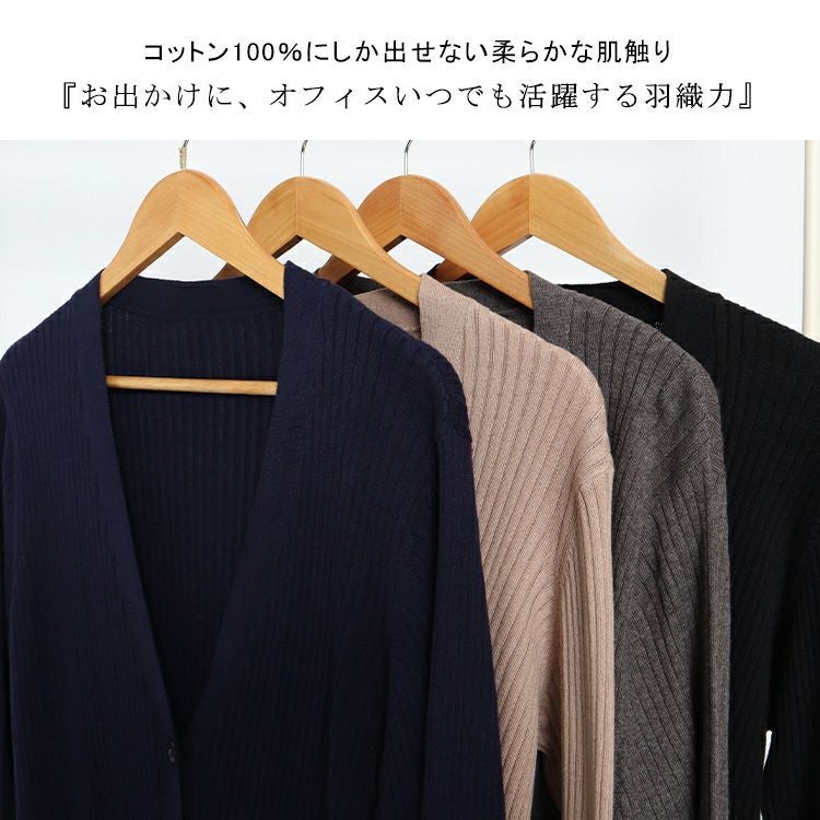 大きいサイズ レディース リブニットVネックロングカーディガン　wn-0004