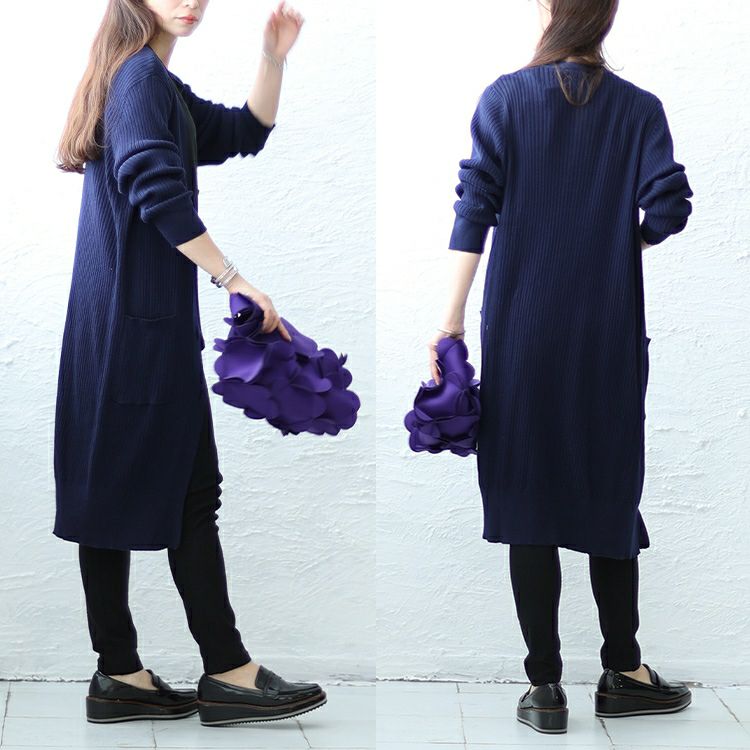 大きいサイズ レディース リブニットVネックロングカーディガン　wn-0004