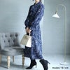 大きいサイズ レディース 花柄ボウタイシャツワンピース　fem-401 ネイビー