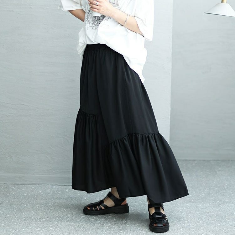 大きいサイズ レディース 変形ティアードスカート　fem-395