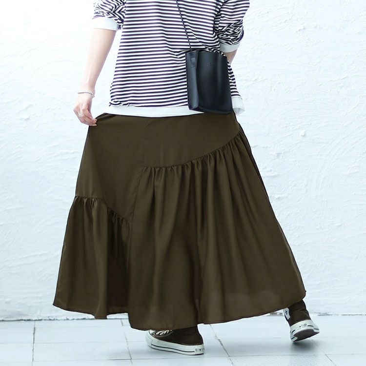 大きいサイズ レディース 変形ティアードスカート　fem-395