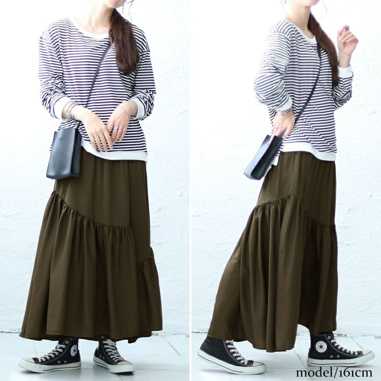 大きいサイズ レディース 変形ティアードスカート　fem-395