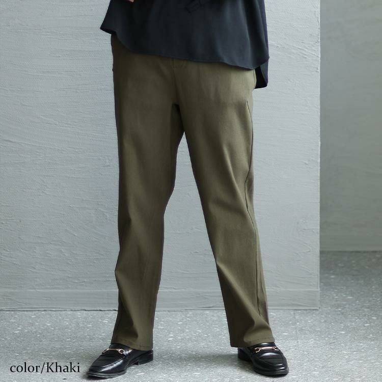 大きいサイズ レディース ゆるっとラクパンツ　cpdai-658093 カーキ