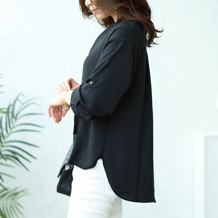 大きいサイズ レディース 袖2wayスキッパーブラウス　cpdai-640200 【ゆうパケット可】