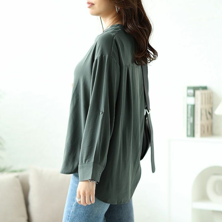 大きいサイズ レディース 袖2wayスキッパーブラウス　cpdai-640200 【ゆうパケット可】