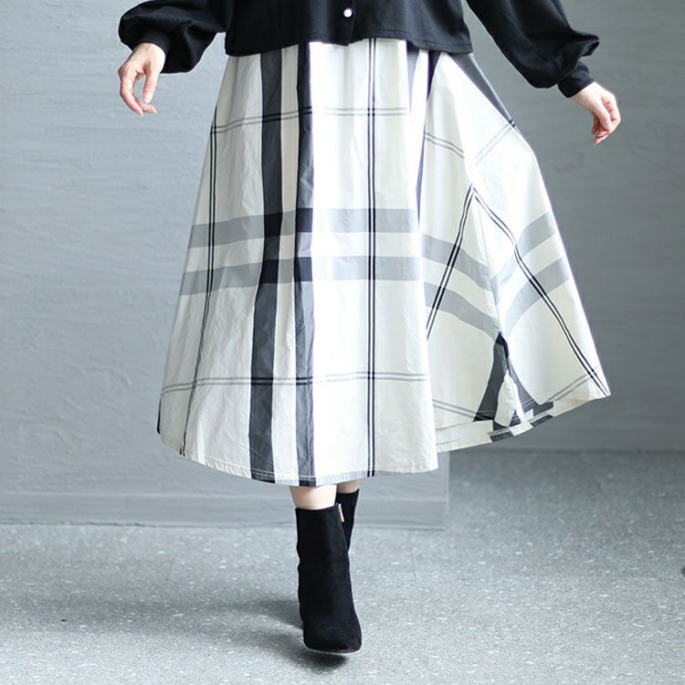 大きいサイズ レディース カーディガン＆チェック柄ドッキングワンピースセット　cros-140112