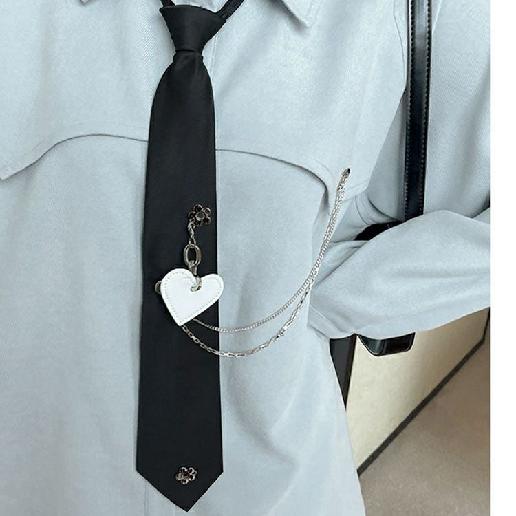 大きいサイズ レディース ネクタイ付きロングシャツ　goldy-1372