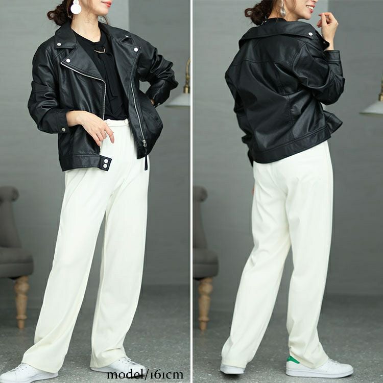 大きいサイズ レディース フェイクレザーライダースジャケット　sada-6877