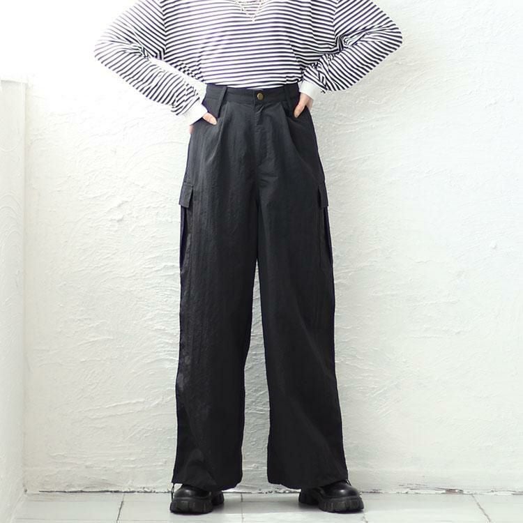 大きいサイズ レディース ワイドカーゴパンツ　jps016 【ゆうパケット可】 ブラック