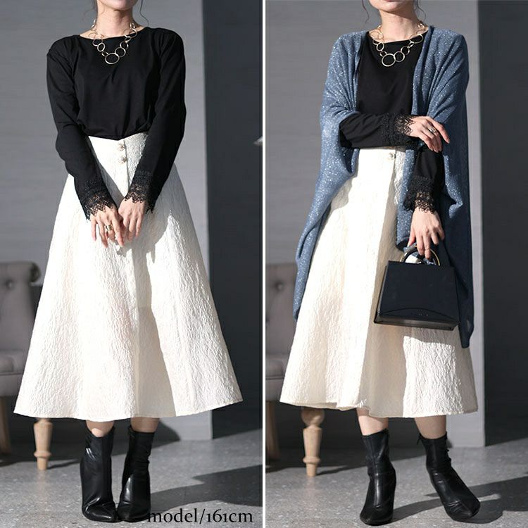 大きいサイズ レディース レース袖レイヤードカットソー　jp489 【メール便可】