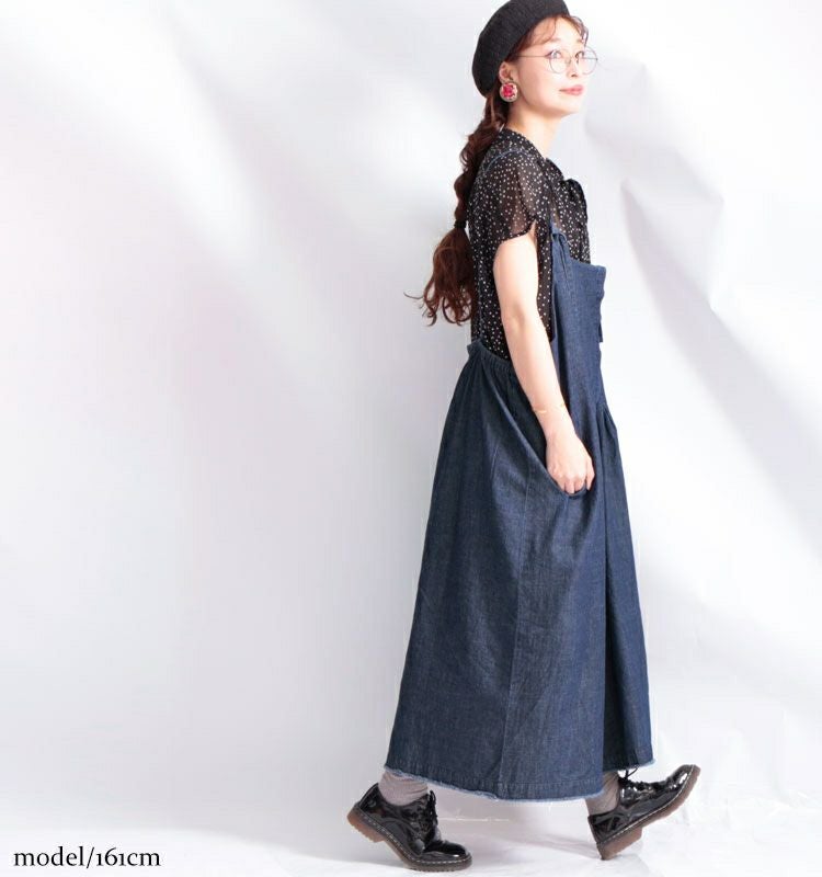 大きいサイズ レディース コットンデニムジャンパースカート　sw-0274