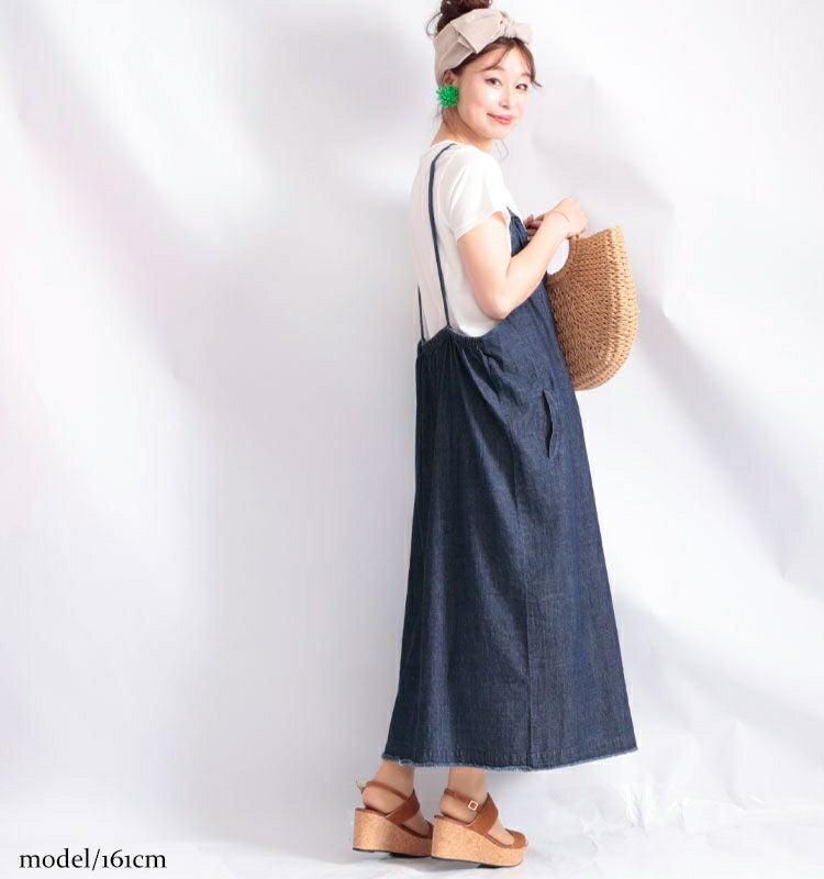大きいサイズ レディース コットンデニムジャンパースカート　sw-0274