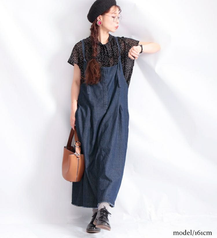大きいサイズ レディース コットンデニムジャンパースカート　sw-0274