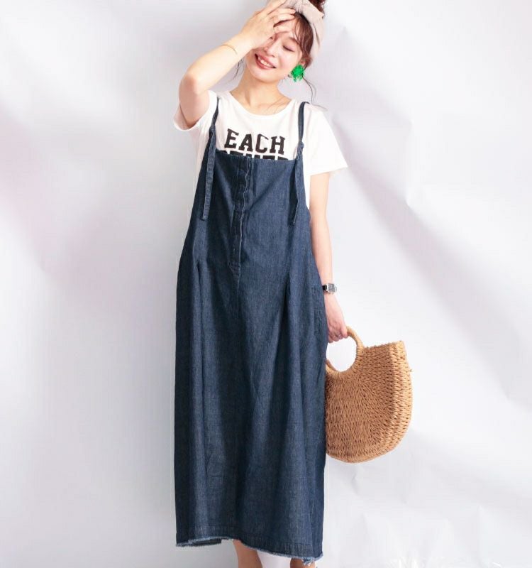 大きいサイズ レディース コットンデニムジャンパースカート　sw-0274