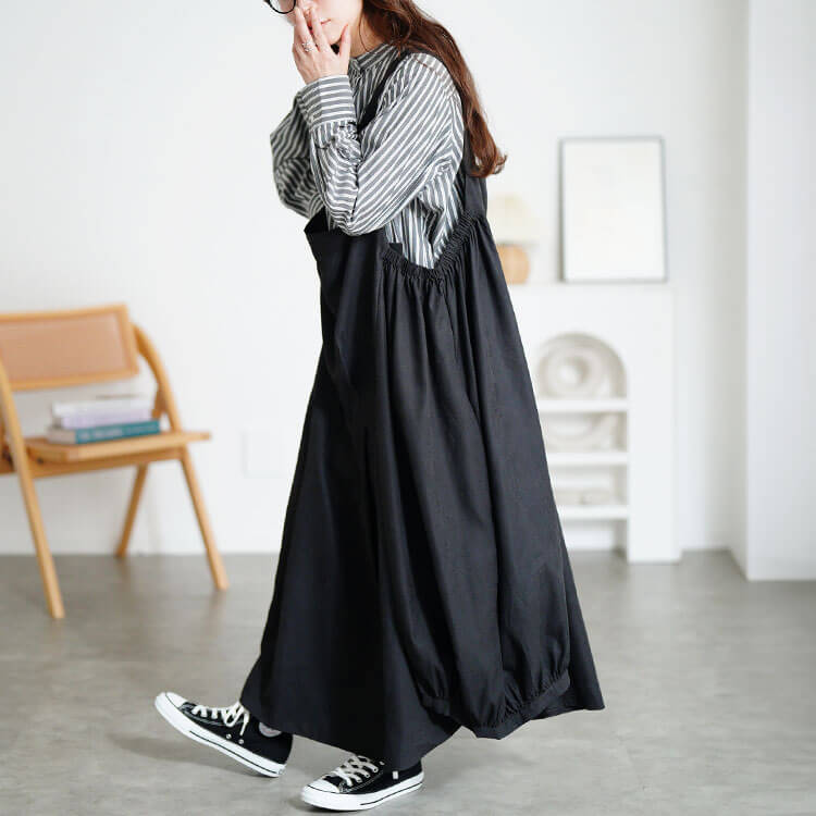 大きいサイズ レディース エプロンロングワンピース　nw-21026