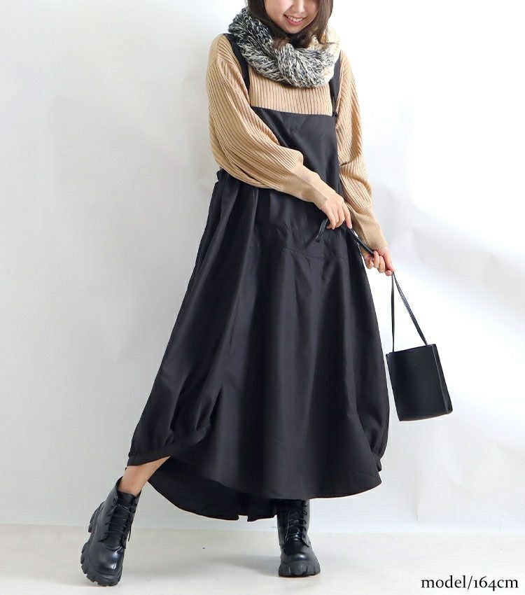 大きいサイズ レディース エプロンロングワンピース　nw-21026