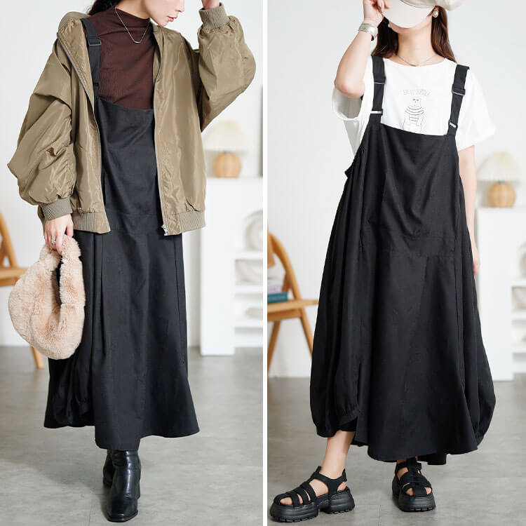 大きいサイズ レディース エプロンロングワンピース　nw-21026