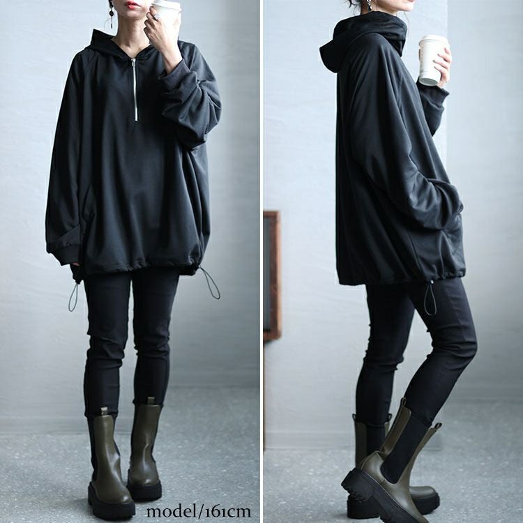 大きいサイズ レディース ハーフジップパーカー　bai-0144