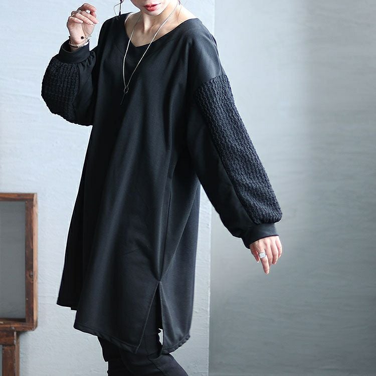 大きいサイズ レディース 袖切替えドロップショルダーチュニック　bai-0143