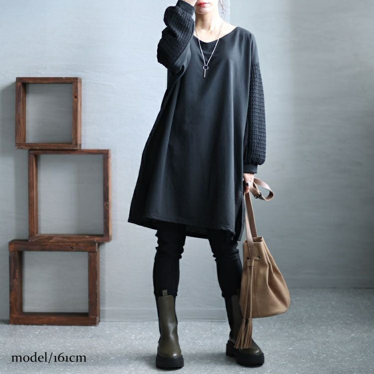 大きいサイズ レディース 袖切替えドロップショルダーチュニック　bai-0143