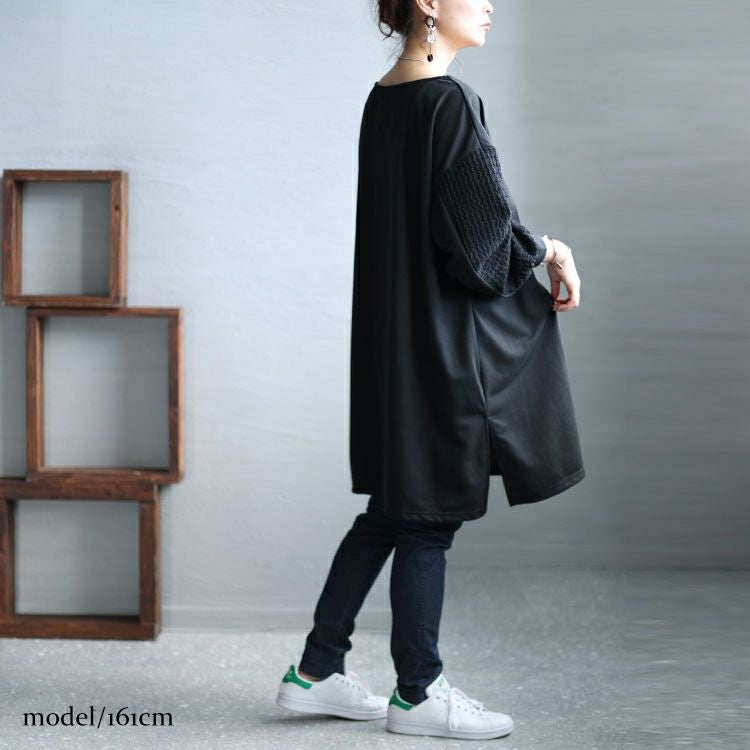 大きいサイズ レディース 袖切替えドロップショルダーチュニック　bai-0143