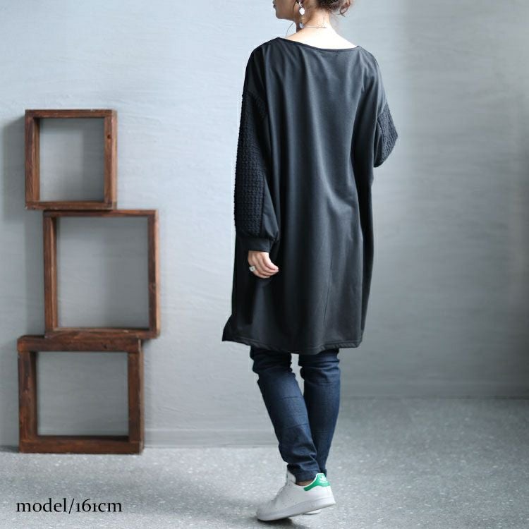 大きいサイズ レディース 袖切替えドロップショルダーチュニック　bai-0143